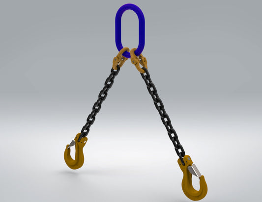Chain Grade 100 Steel Slings with latching Hooks- 2 leg Chain size 3/8 inch