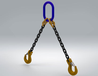 Chain Slings grade 80 steel with latching Hooks- 2 leg Chain size 5/8 inch